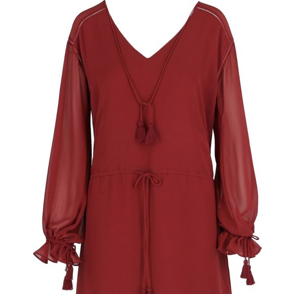 Cute Haute Hippie Merlot Boho Georgette Mini Dress - Wear with heels or leggings - Picture 7 of 13